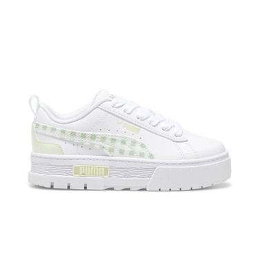 Puma Mayze в полоску, уютные белые кроссовки на шнуровке для маленьких девочек, повседневная обувь 39666