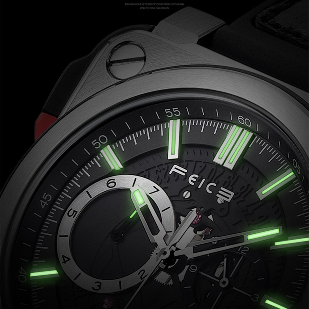 Pre-owned Feice Men's Mechanical Automatic Watch Square 100m Waterproof Sapphire Glass Luminous