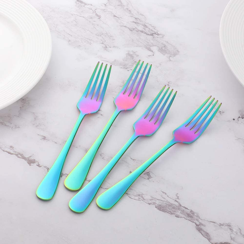 MINGYU Colored Salad Forks Set of 12 - Small Dinner Forks 6.5-In Rainbow