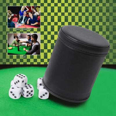 	TUZAMA Felt Lined Professional Dice Cup - with 6 Dice Quiet for Yahtzee Game	