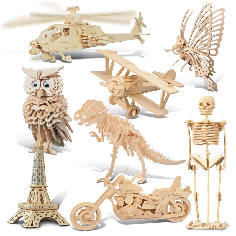 3D Wooden Puzzles Craft Construction Model Kits for Kids & Adults Pack of 30