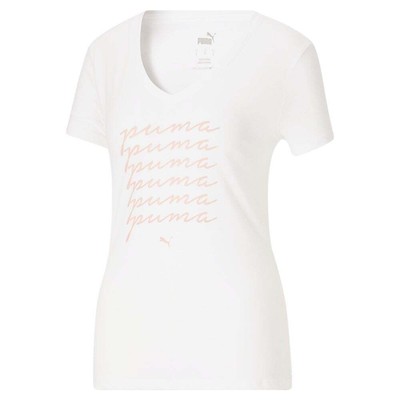 

Футболка Puma Fem Graphic с V-образным вырезом и коротким рукавом женские белые повседневные топы 847016-02, Белый