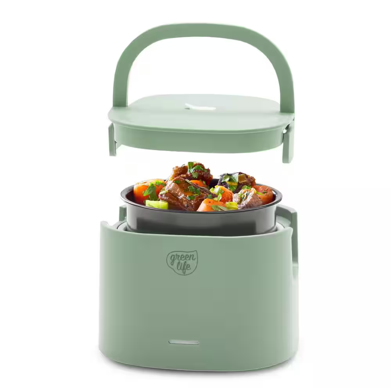 GreenLife 6 qt 500 W Electric Multi-Cooker Lunch Box Portable Soup Warmer w/ Lid