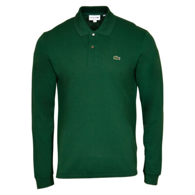 【送料&関税込】Lacoste T-shirt Polo Classic Lacoste Men's Polo Shirt Green Classic-Fit Long Sleeve | eBay