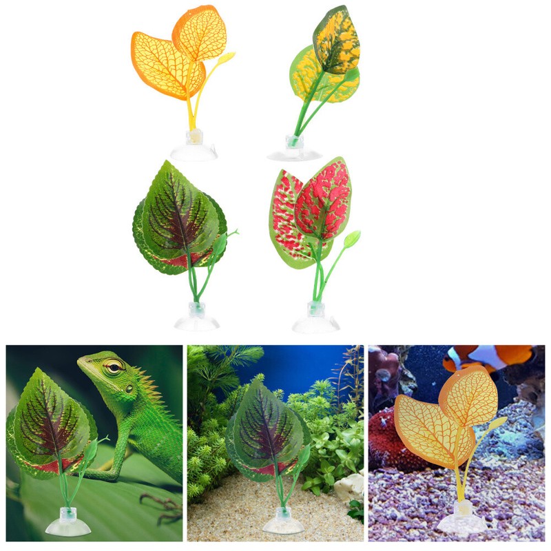 4 Pcs Artificielle Reptiles Terrarium Feuilles Reptile Jungle Vignes