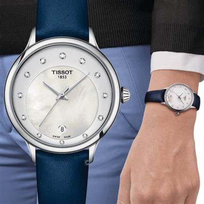 Pre-owned Tissot Odaci-t T133.210.16.116.00 Women's Quartz Watch, Mother Of Pearl Dial, Bl