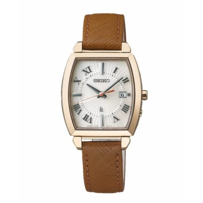 Pre-owned Seiko Lukia I Collection Ssqw066 Titanium Radio Solar Watch Lwg Brown Steer Band