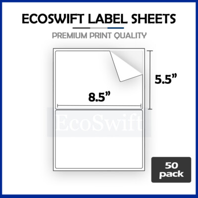 (100) 8.5 x 5.5 XL EcoSwift Shipping Half-Sheet Self-Adhesive eBay PayPal Labels