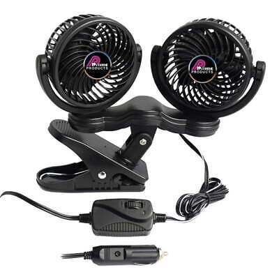 Prime Products 06-0507 Dual Head Clip-On Fan - 12V, Black