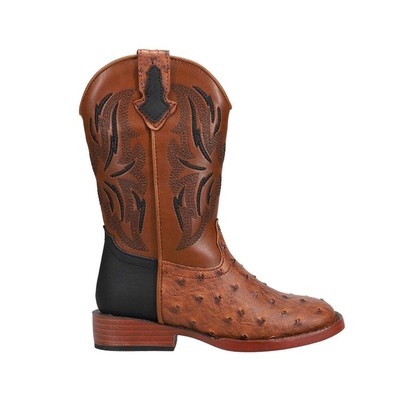 

Roper Dalton Printed Ostrich Square Toe Cowboy Youth Boys Brown Casual Boots 09, Коричневый, Roper Dalton Printed Ostrich Square Toe Cowboy Youth