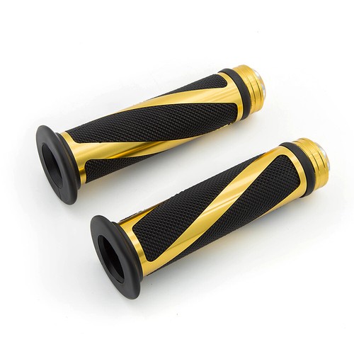 Motorcycle Gold | 22mm 24mm Rubber Hand Grip Handle Bar Throttle Grips ...