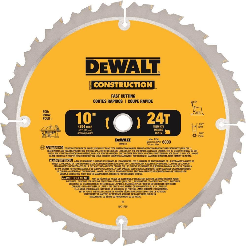 Blade Atb Thin Kerf 5/8inch Arbor 24tooth (dw3112) New