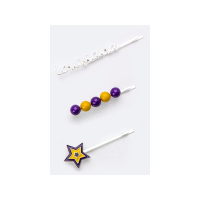 New 3 PC Stylish Unique Louisiana Team Color Bobby Women Party Pins Gift Set
