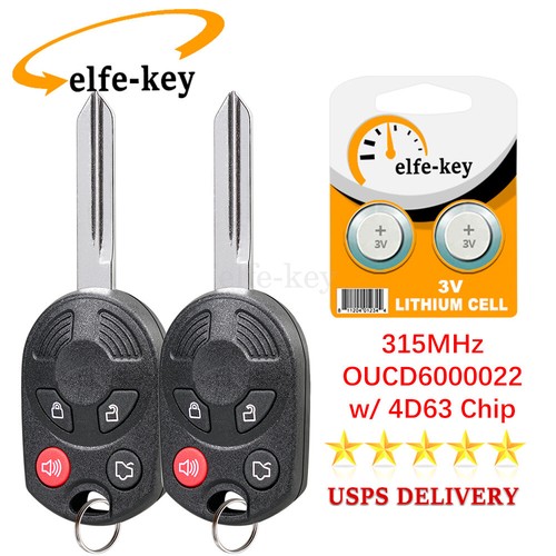 2 for Ford Fusion Escape Taurus 2006 - 2012 Remote Control Car Key Fob 4 Button