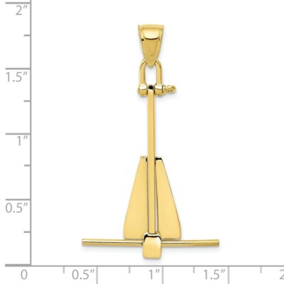 Pre-owned Superdealsforeverything Real 10kt Yellow Gold 3d Moveable Anchor Pendant
