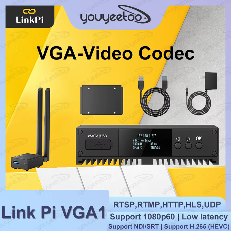 LinkPi 1-channel VGA Capture Decoder VGA1 HD Encoder H265 Multi-platform Live Bo