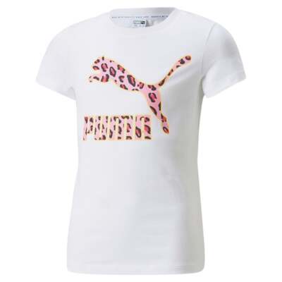 

Puma Classics 90S Prep Leopard Logo Футболка с круглым вырезом и короткими рукавами для девочек, Белый, Puma Classics 90'S Prep Leopard Logo Crew Neck Short Sleeve T-Shi