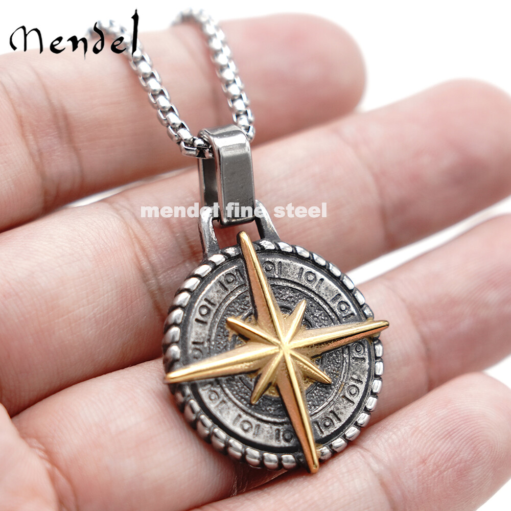 Collier pendentif étoile polaire plaqué or pour homme, avec chaîne. Idée cadeau pour la fête des pères._voghion.com