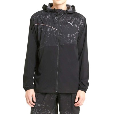 

Puma Run Graphic Hooded Full Zip Jacket Mens Size  Casual Outerwear 520205-01, Черный