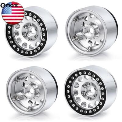 Qmore Alloy 1.9inch Beadlock Wheel Rim 12mm Hex Hubs for SCX10 D90 TRX4 1/10 RC