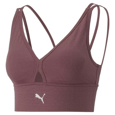 

Puma Mid Impact Flawless Sports Bra Womens Size  Athletic Casual 52220675, Фиолетовый
