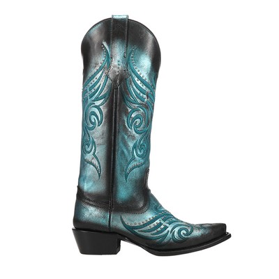 Pre-owned Ferrini Masquerade Embroidered Gradient Metallic Studded Snip Toe Cowboy Womens