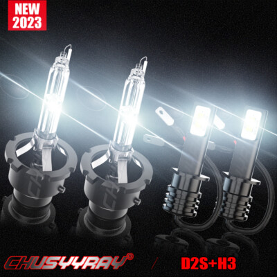 For BMW 745I 745LI 2002-2005 D2S+H3 HID Headlight Low Beam LED Fog Light Bulbs