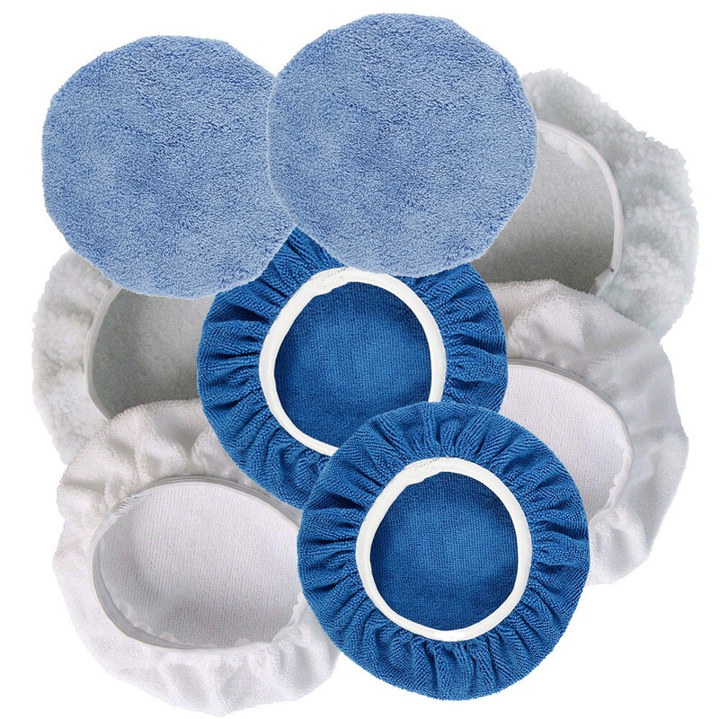 8Pc 9-10 inch Car Polisher Bonnets Polishing Pad Buffer Waxing Microfiber&middot;Sleeve