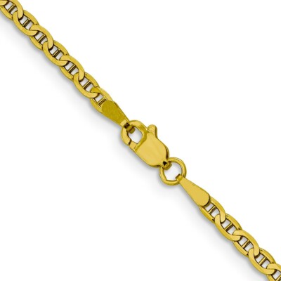 Pre-owned Skyjewelers Real 10kt Yellow Gold 2.4mm Flat Anchor Chain; 16 Inch; Lobster Clasp