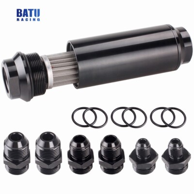 AN6 AN8 AN10 Inline 44mm Fuel Filter High Flow 100 Micron Cleanable Billet