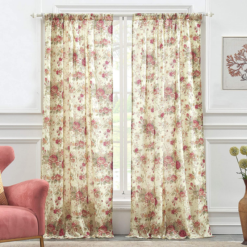 Greenland Home Antique Rose Curtain Panel Pair, 42 x 84 Stan