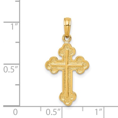 Pre-owned Diamond2deal 14k Yellow Gold Budded Cross Pendant For Women 1.38g, L-28mm, W-14mm