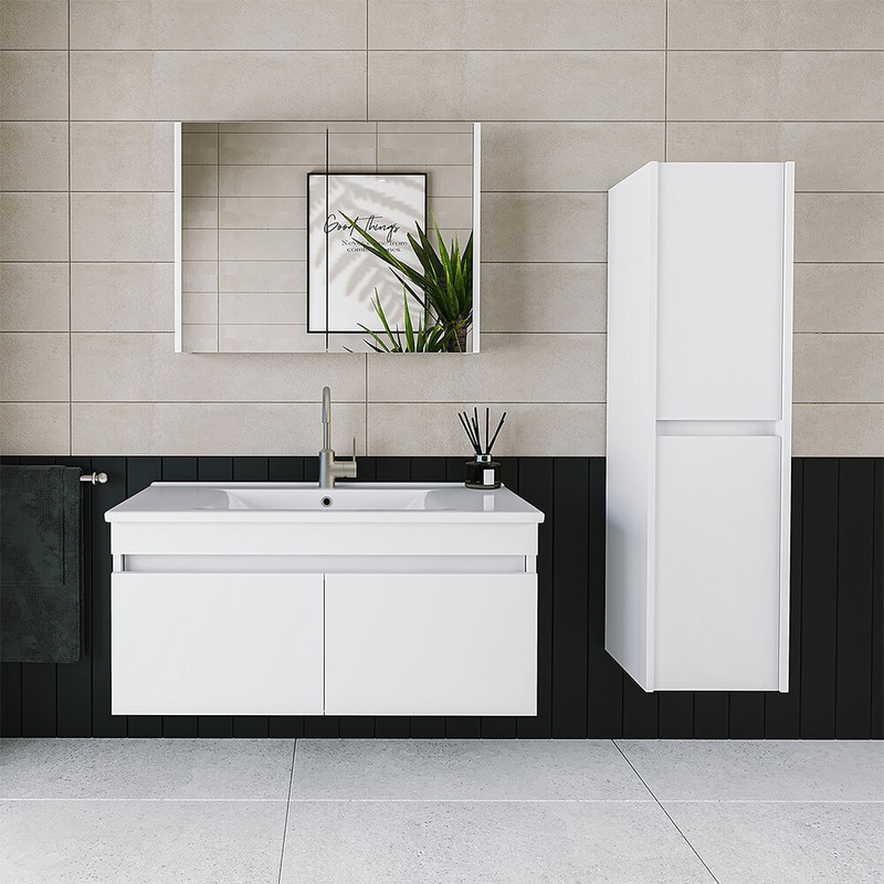 Roomart • BadezimmermöBel Set •Atria • 4-Teilig  • 65 Cm, 85 Cm , 100 Cm • Weiß