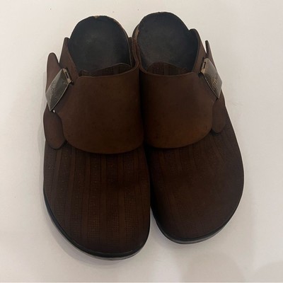 Betula Birkenstock Mens Size 12 Persimmon Textured Nubuck Leather Clog Buckle💚