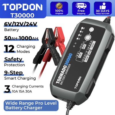 TOPDON Car or Truck Wheeled Automotive 24 /12 Volt Battery Fast Charger Jump US
