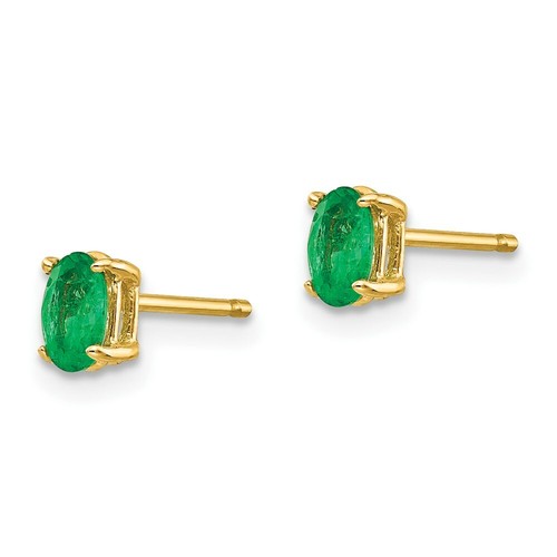 Pre-owned Goldia 14k Emerald Post Earrings In Yellow