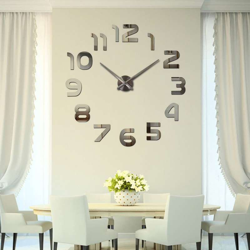 De Design Wand Uhr Wohnzimmer Wanduhr Spiegel Edelstahl Wandtattoo Deko Xxl 3d Ebay