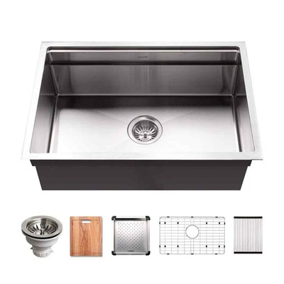 Houzer Novus 26 in. Stainless Steel Undermount Single Bowl Dual Platform Worksta