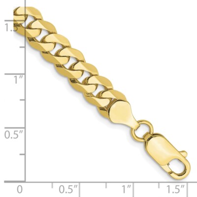 Pre-owned Superdealsforeverything Real 10kt Yellow Gold 6.75mm Flat Beveled Curb Chain Chain Bracelet; 8 Inch