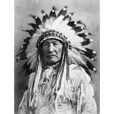 Vintage Native American Indian Mountain Chief 12X16 Inch Framed Art Print