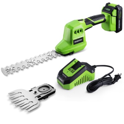 2 in 1 Handheld Grass Hedge Trimmers 20V Cordless Grass Shears Shrubbery Trimmer