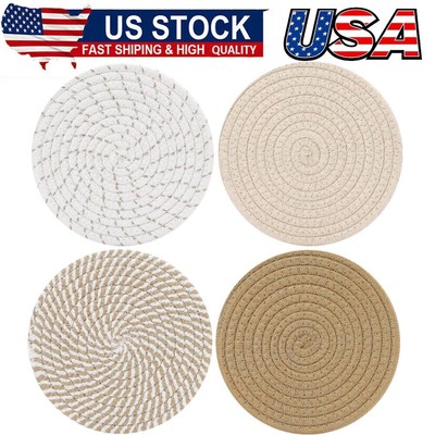 Potholders 4Set Cotton Thread Weave for Hot Pots and Pans Large Coasters Hot Pad