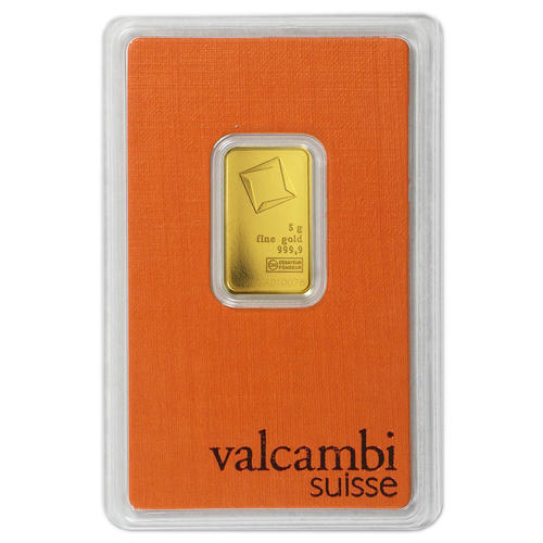 5 Gram Valcambi .9999 Fine Gold Bar in Assay