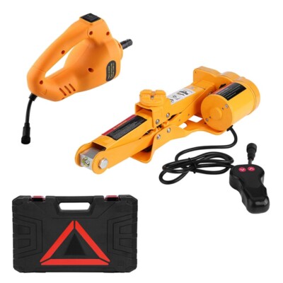 Kit Cric Elettrico 5 Tonnellate 12V Con Pompa Gonfiatore E Avvitatore – Set Di Emergenza Auto Con Luci LED, Custodia E Triangolo - 5