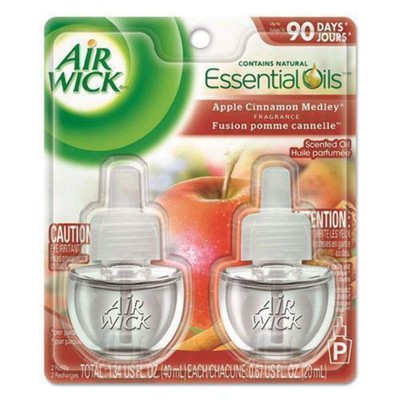 Air Wick Plug in Scented Oil Refill, 2ct, Apple Cinnamon Medley, Fall Scent,