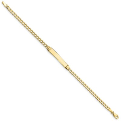 Pre-owned Skyjewelers Real 10k Yellow Gold Curb Link Id Chain Bracelet; 8 Inch; Lobster Clasp