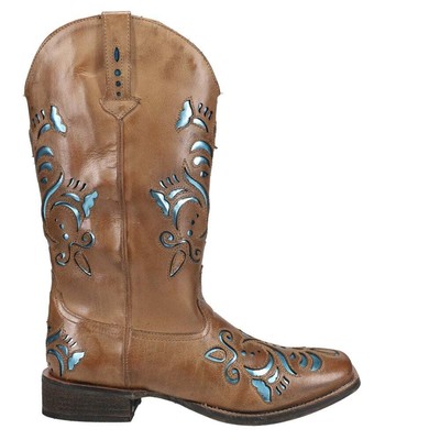 

Roper Belle Metallic Square Toe Cowboy Womens Brown Casual Boots 09-021-0901-25, Коричневый, Roper Belle Metallic Square Toe Cowboy
