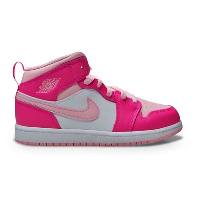

Кроссовки Nike Jordan 1 Mid (GS) для юниоров Fierce Pink FD8780 116 Белый Средний Мягко-розовый, Air Jordan 1 Mid