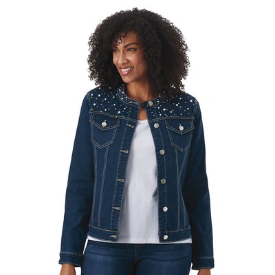 

Джинсовая куртка Masseys с жемчужным декором, Dark wash