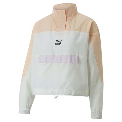 

Puma Swxp Relaxed Half Zip Woven Jacket Женская белая повседневная спортивная верхняя одежда 5, Белый, Puma Swxp Relaxed Half Zip Woven Jacket